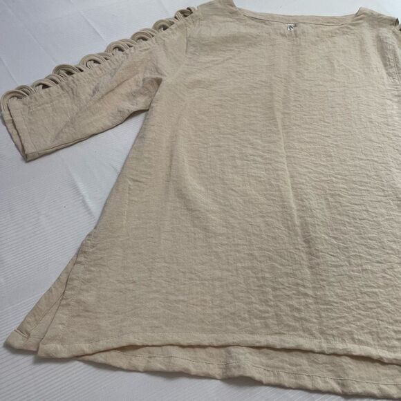 Lulu B Tan Cutout Rayon Gauze Tunic Top Women's Large - Picture 3 of 10
